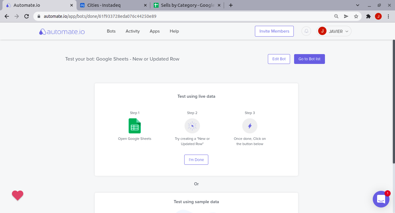 Turn on gsheet bot