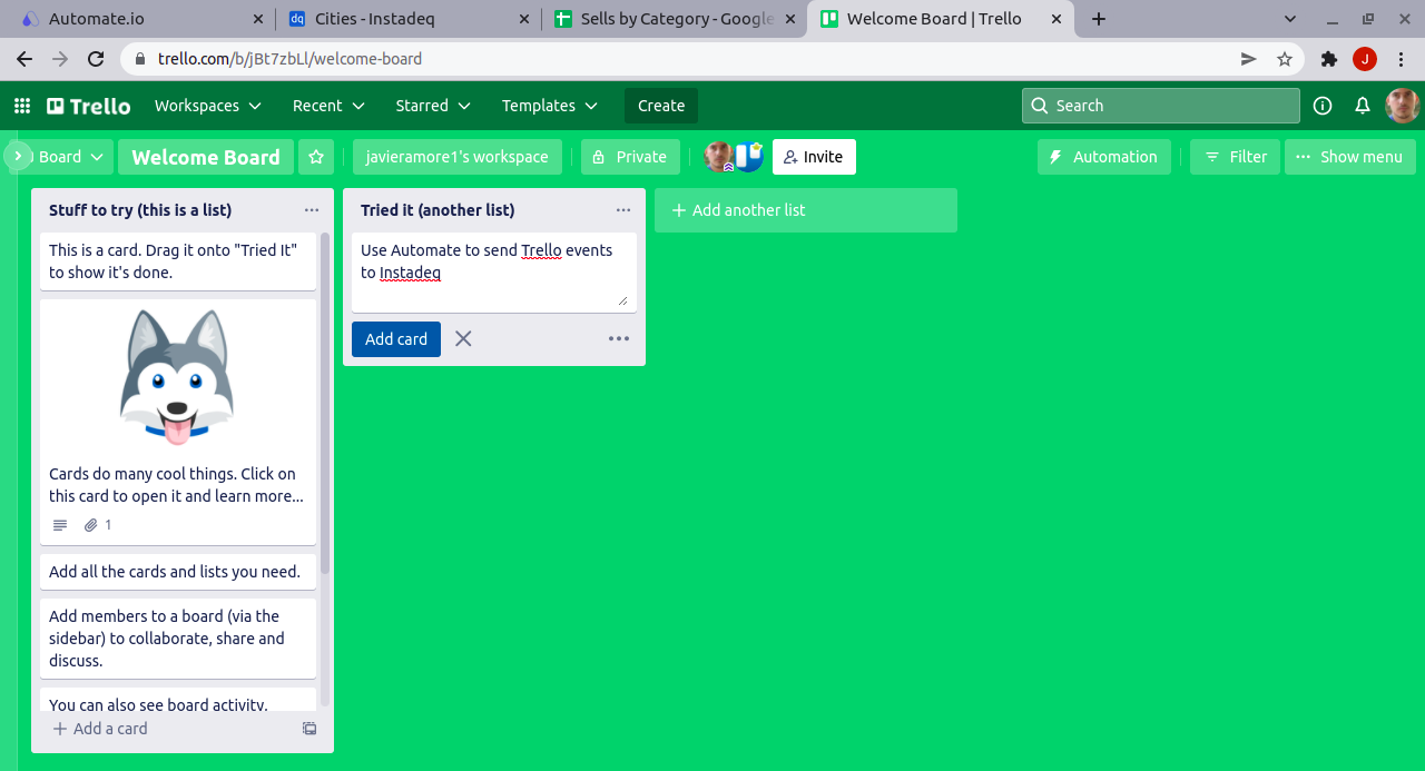 Add new card on trello