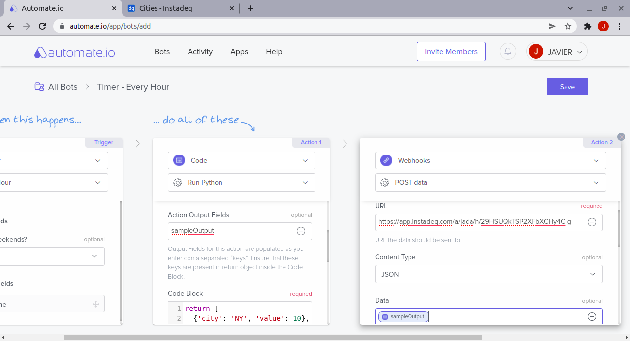Configure automate webhook
