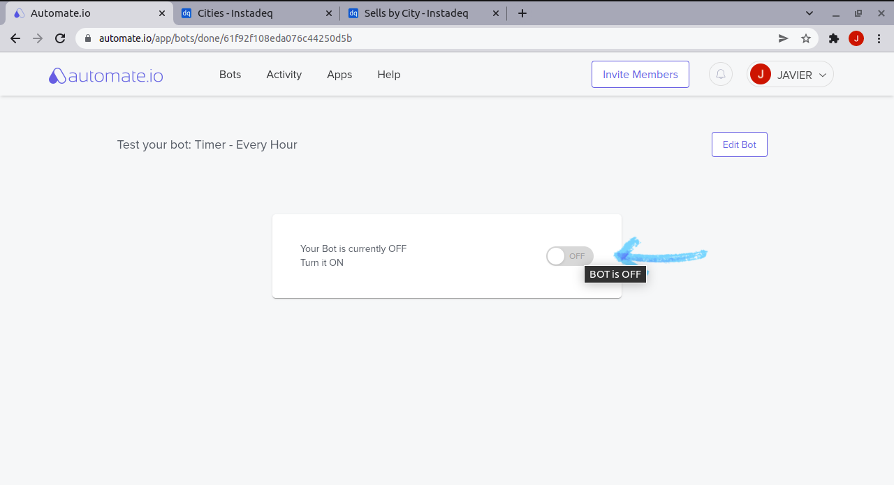 Turn on timer bot