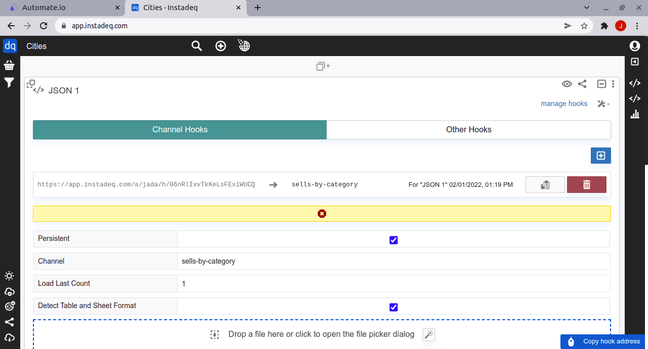 Generate webhook for gsheet