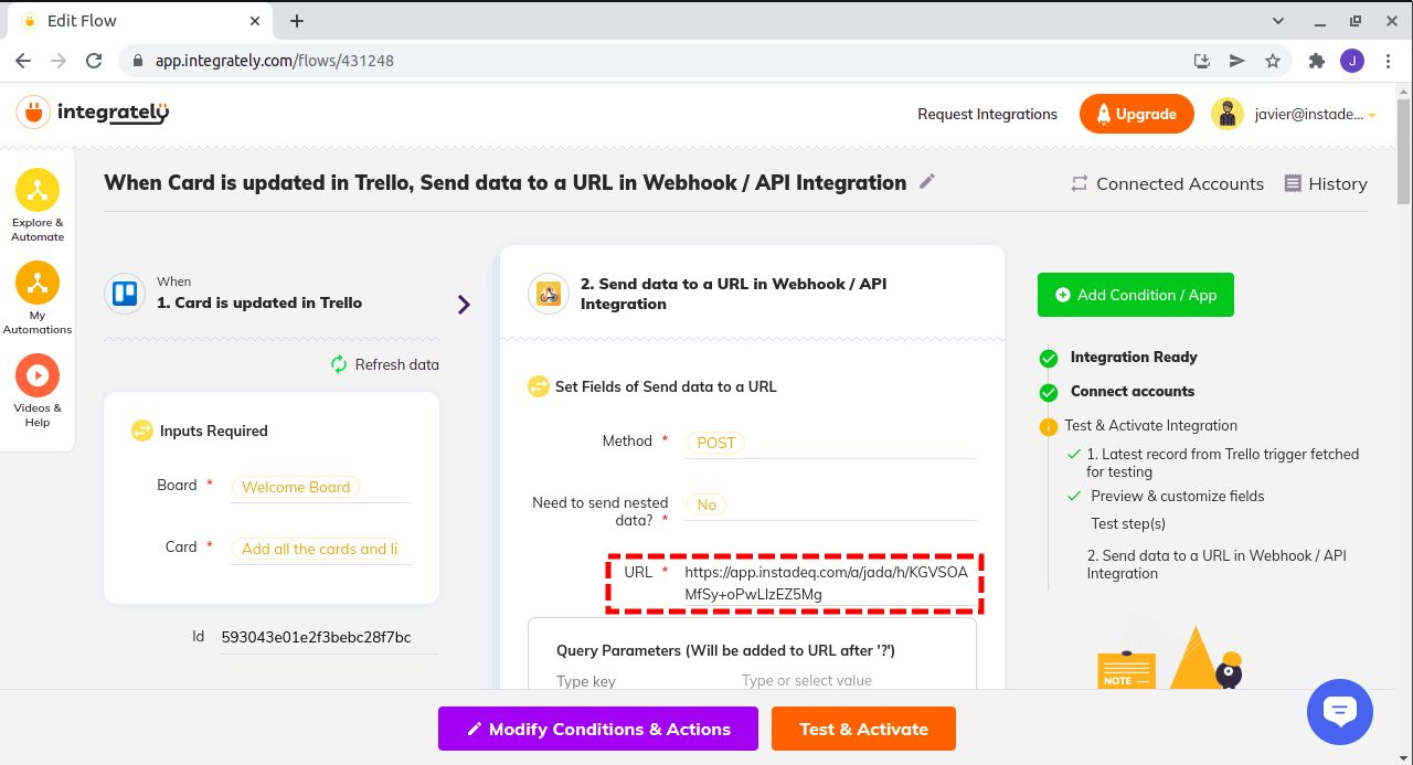 Integrately webhook