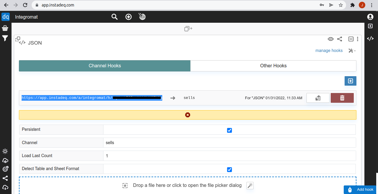 Generate webhook for json card