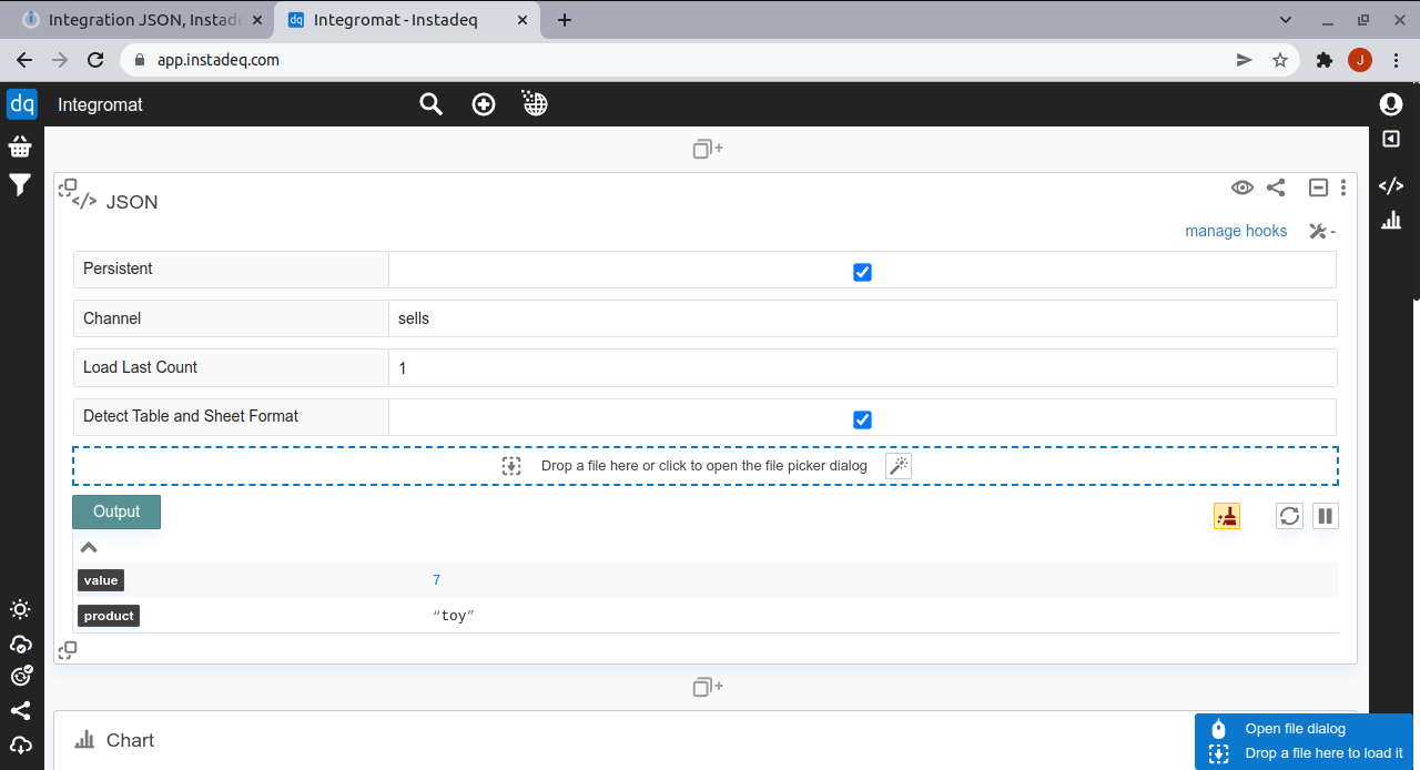 Integromat event in json card
