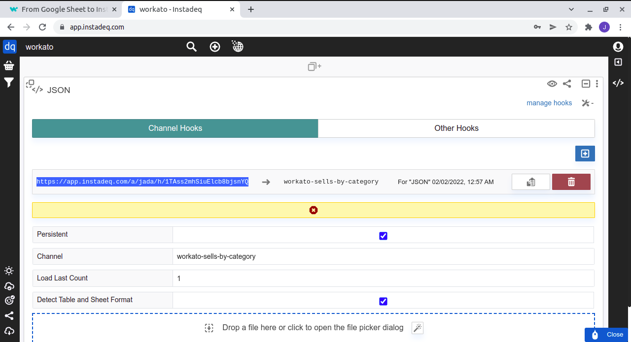 Generate instadeq webhook