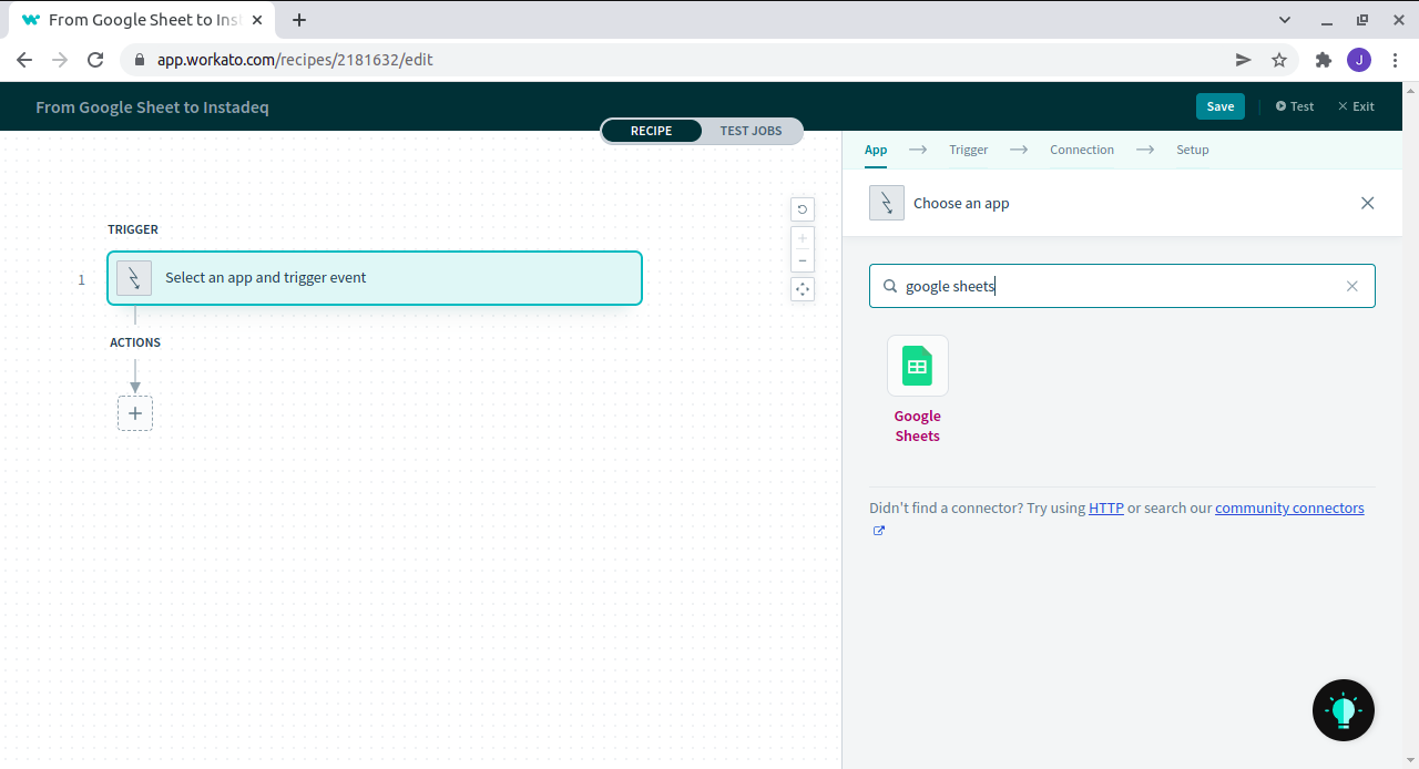 Select gsheet as trigger