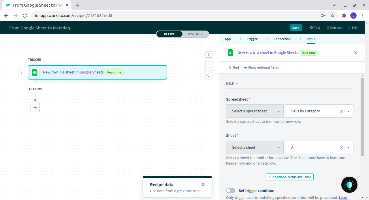 Configure google account and sheet
