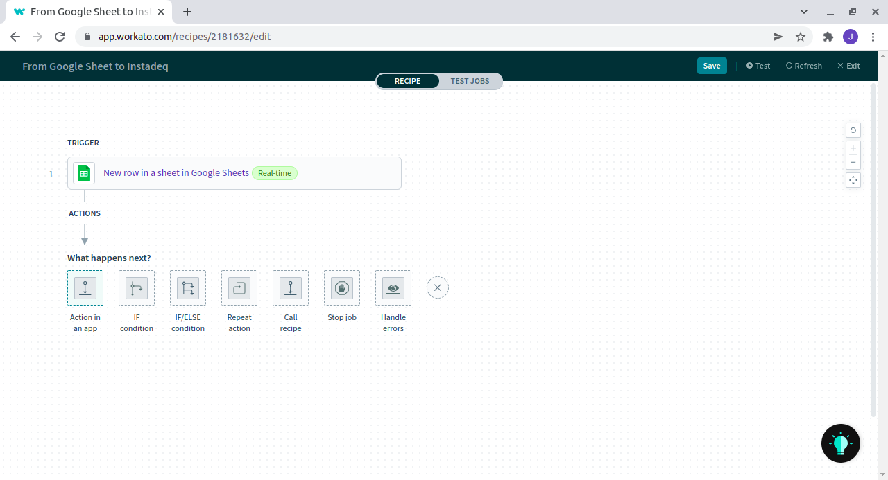 Select http as action