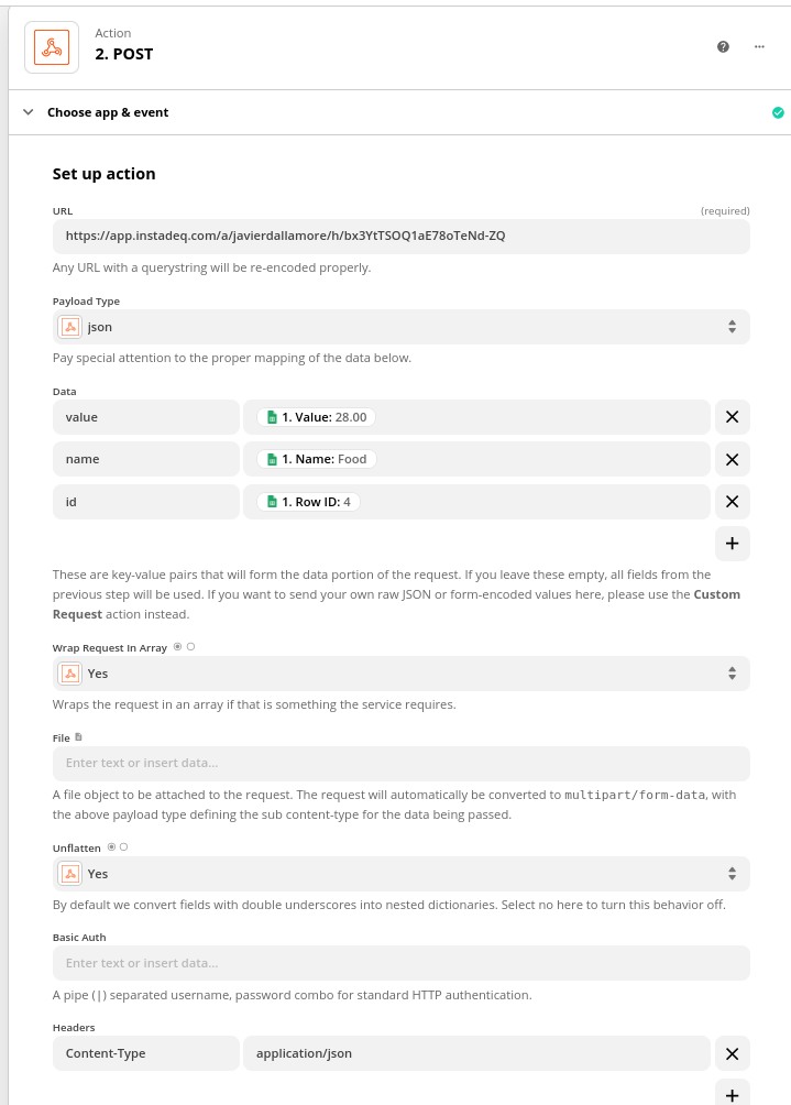 Zapier webhook