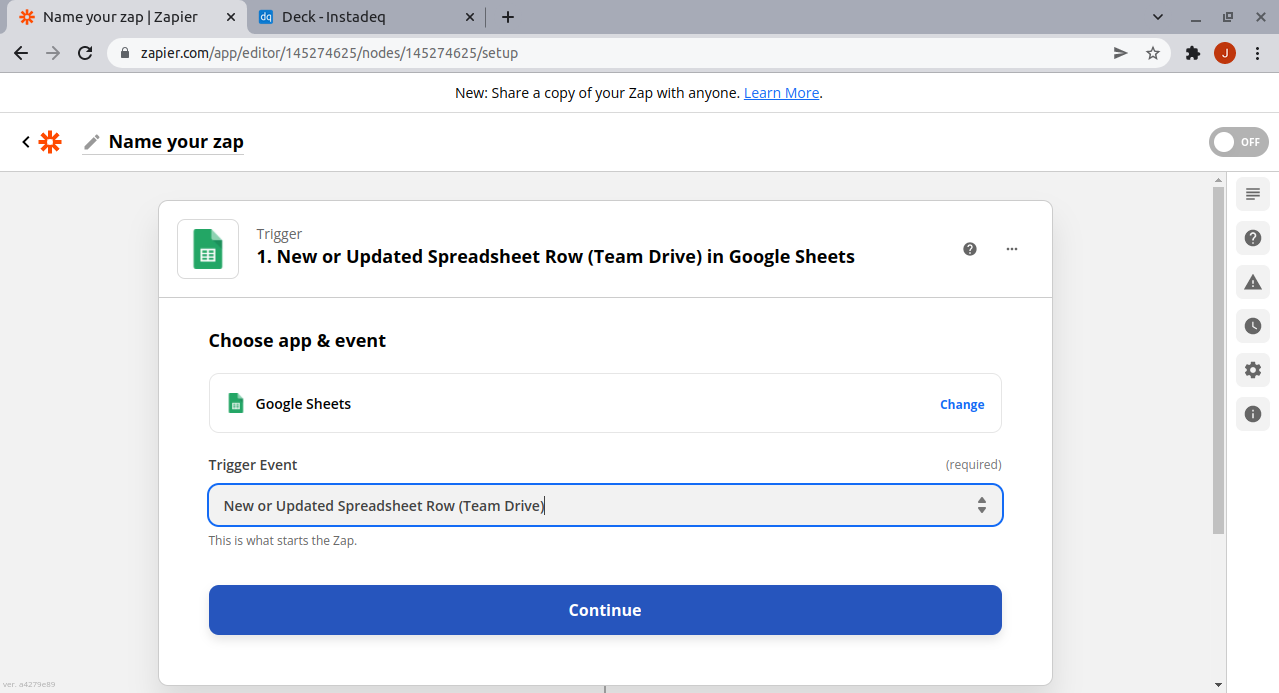 On new update gsheet row