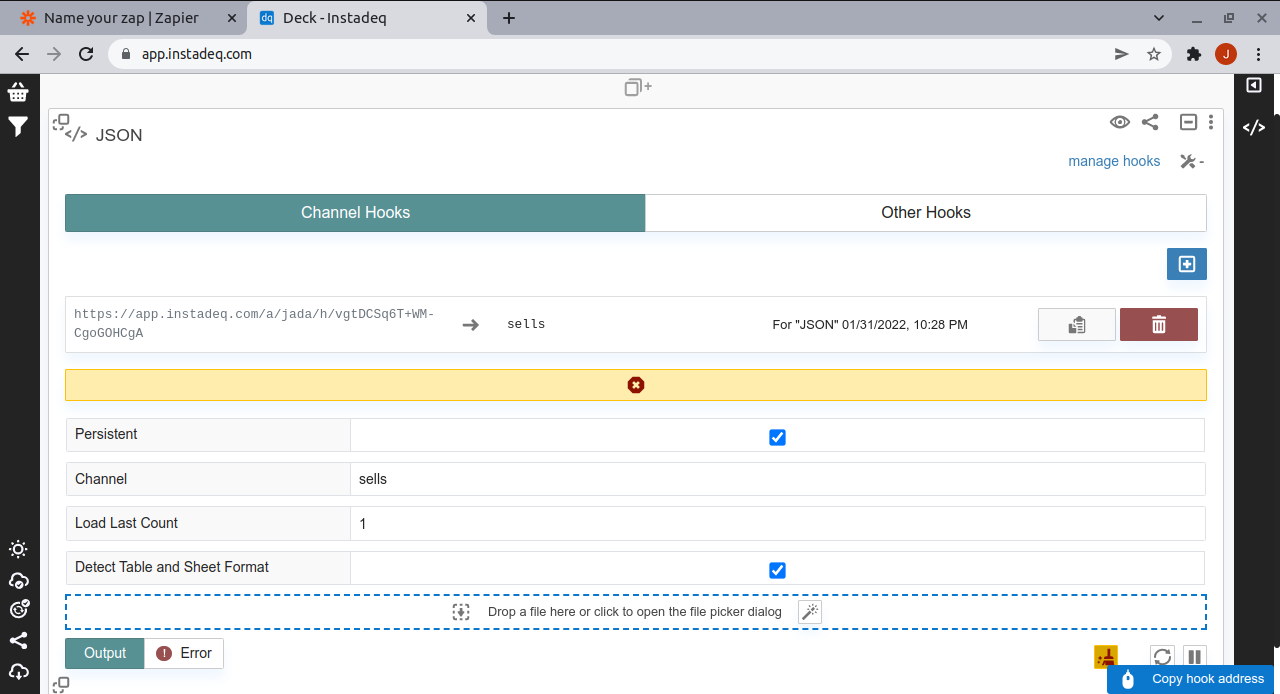 Generate webhook on instadeq