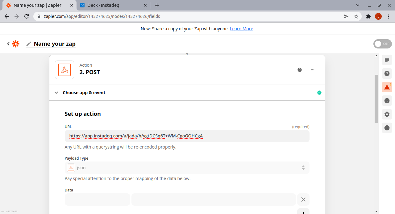 Configure action url