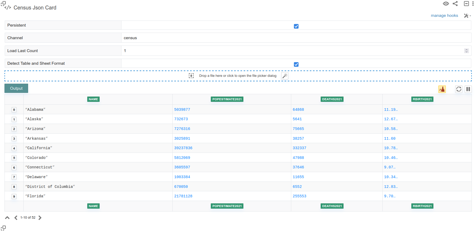 Census json card