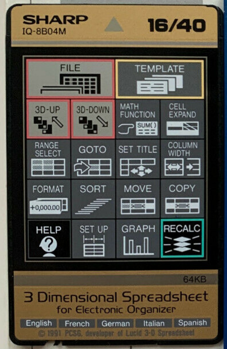 Sharp 3d spreadsheet device